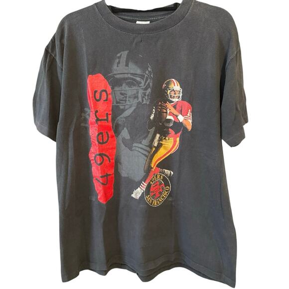Vintage 90s San Francisco 49ers Joe Montana Player Single Stitch Shirt XL